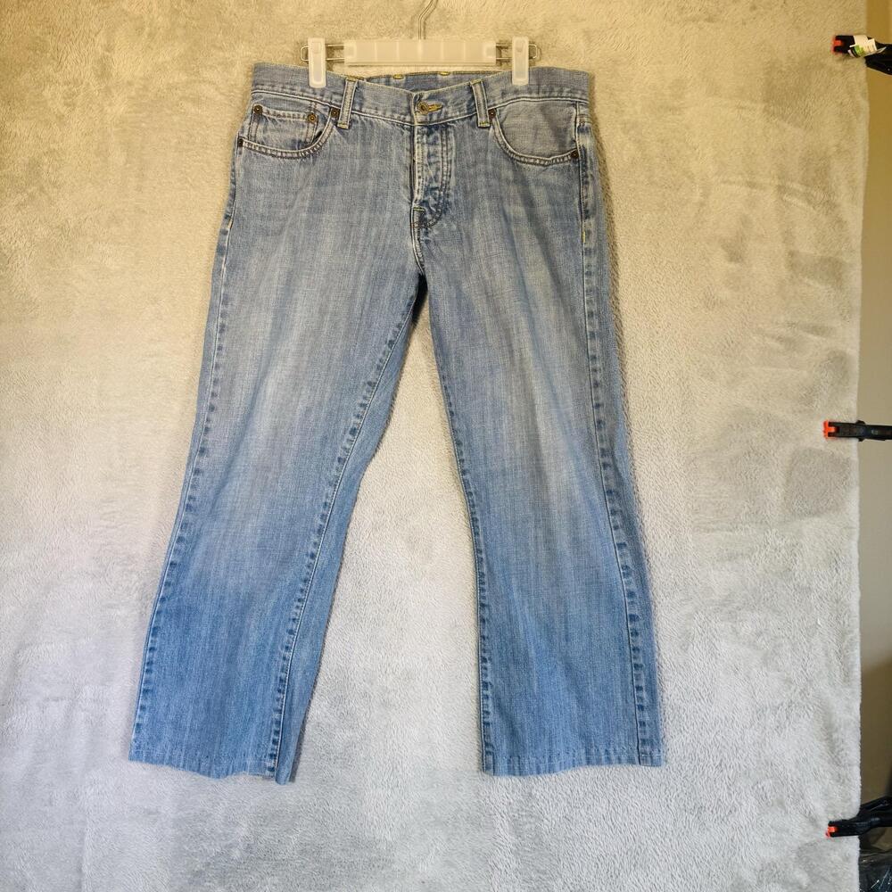 Lucky Brand Dungarees Jeans Mens 33x26 Light Blue Denim Slim Bootcut 7MD1176